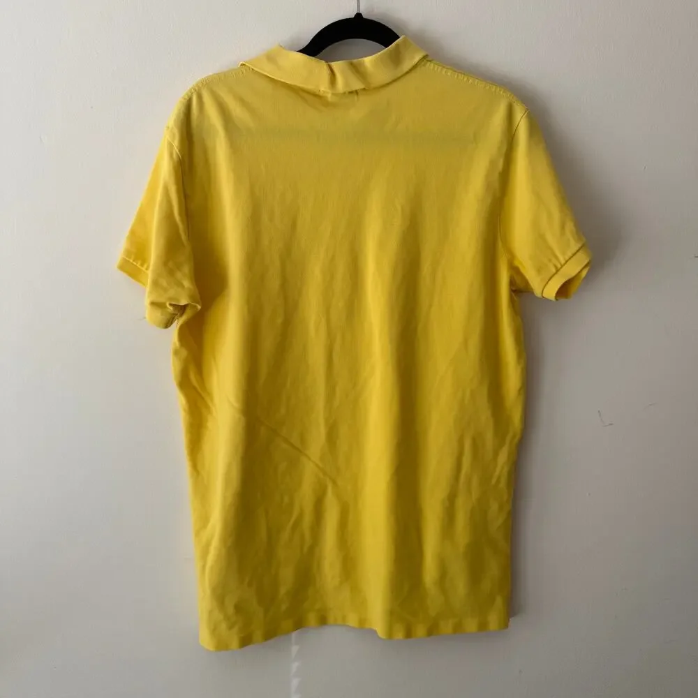 Polo Ralph Lauren Cotton Yellow Custom Fit Polo Short Sleeve Large Preppy Casual